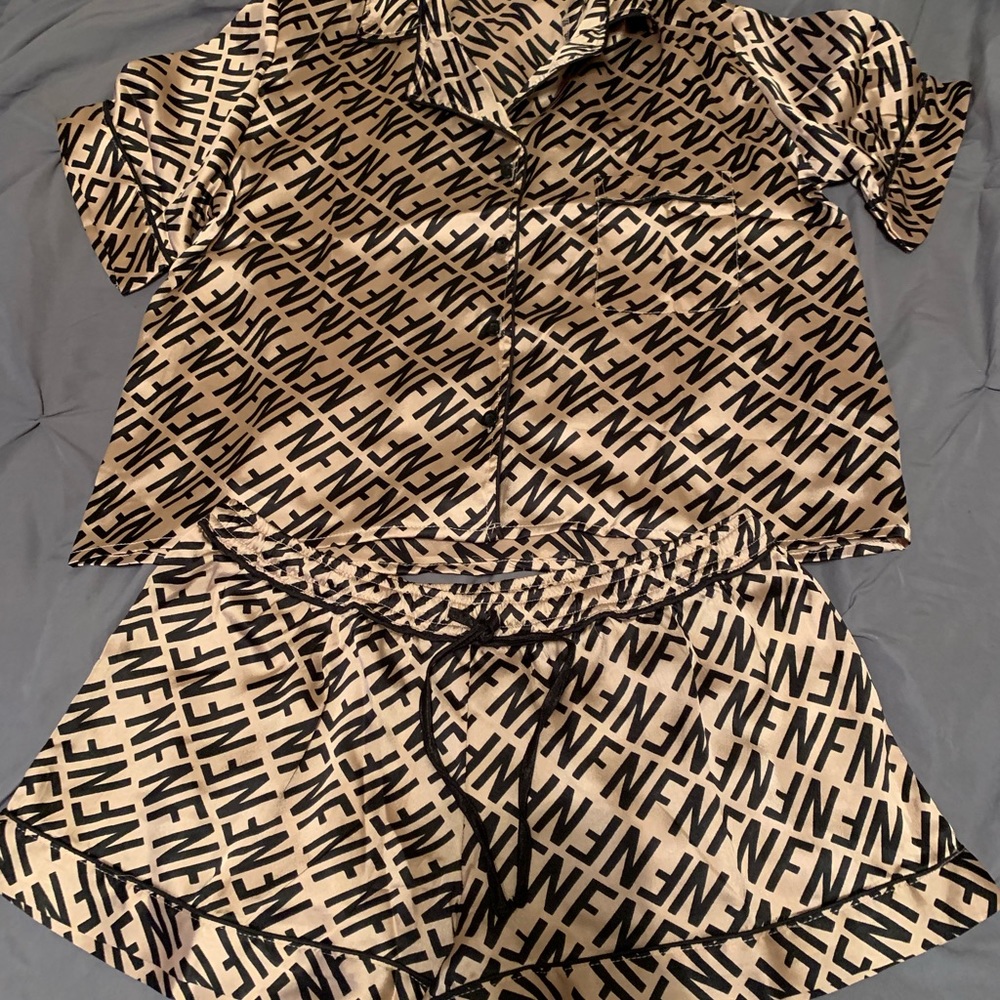 2 piece silk pajama set.